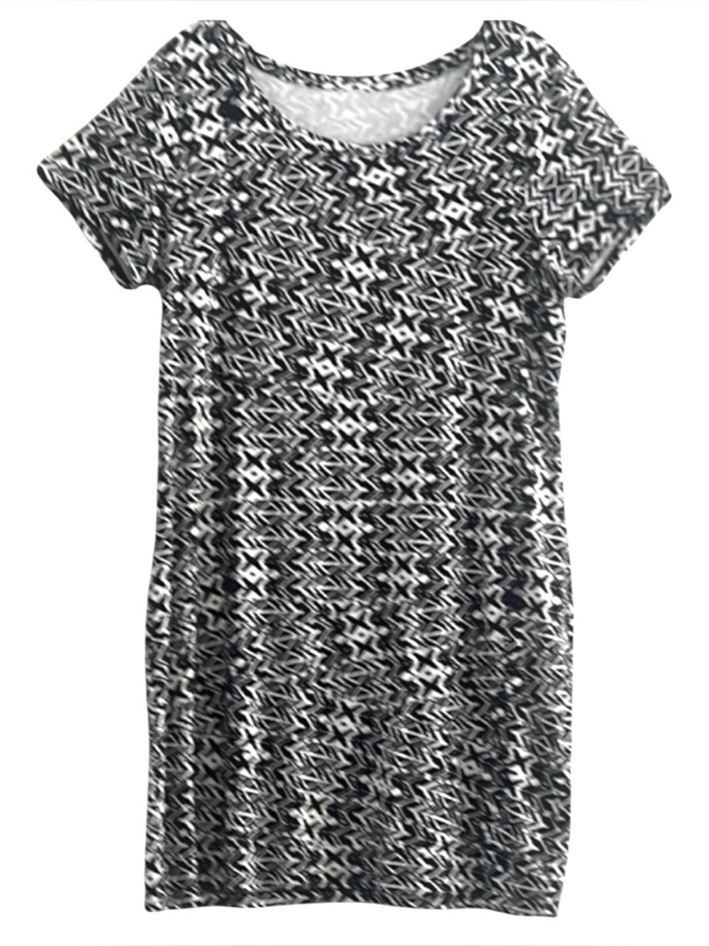 Apt. 9 Black White Ikat Chevron Scoop Neck Dress L